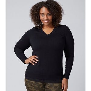 Lane Bryant Chiffon-Trim V-Neck Sweater